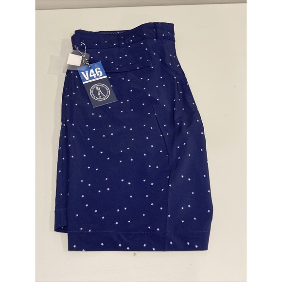 V46 Golf Shorts Mens Size 38 Navy Performance Comfort Stretch All Over Print - Picture 5 of 5